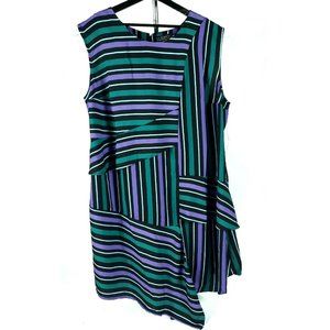 Eloquii Asymmetrical Stripe Short Sleeveless Dress